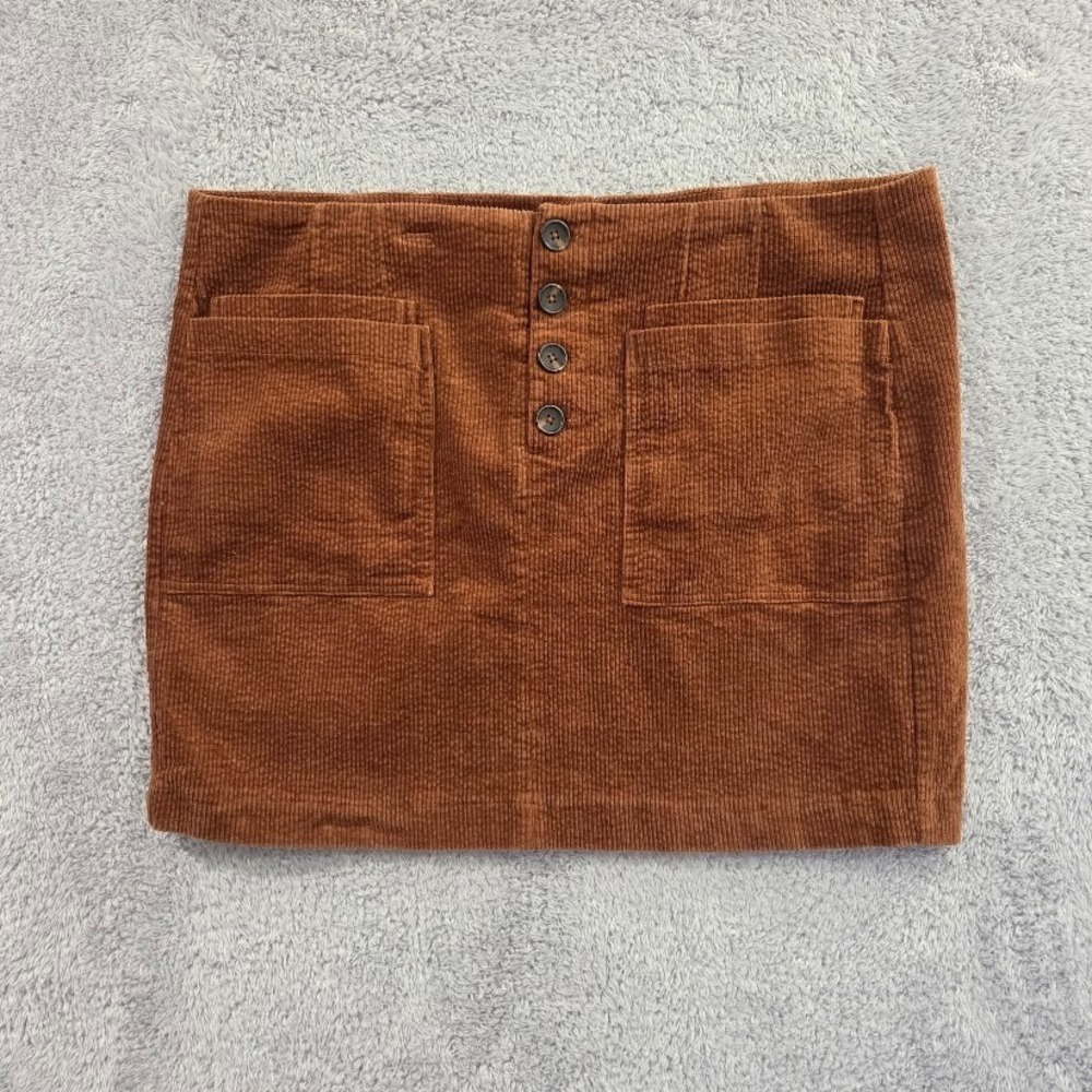 A Beautiful Soul Corduroy Mini Skirt Womens 20 Brown Button Fly Mahogany Pockets